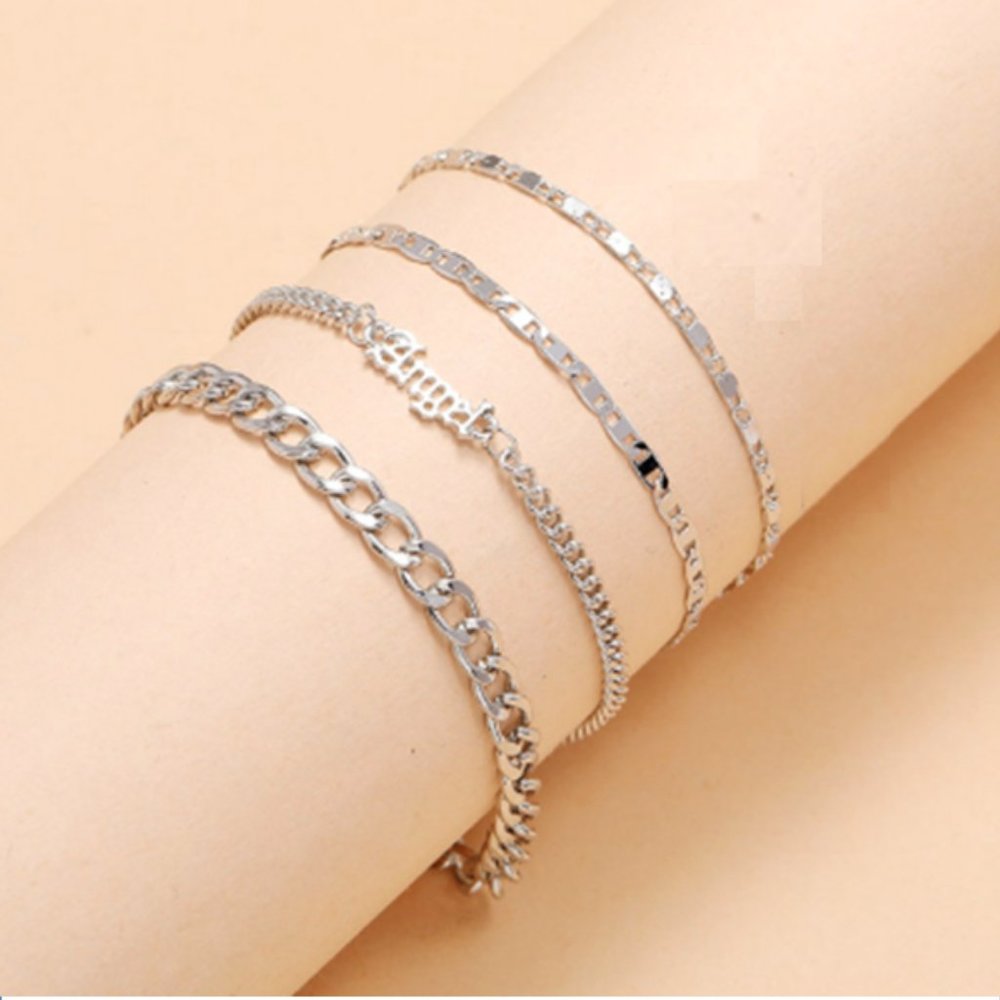 🍏50% OFF/3+...4-piece Link Chain Bracelet Set (Silver)